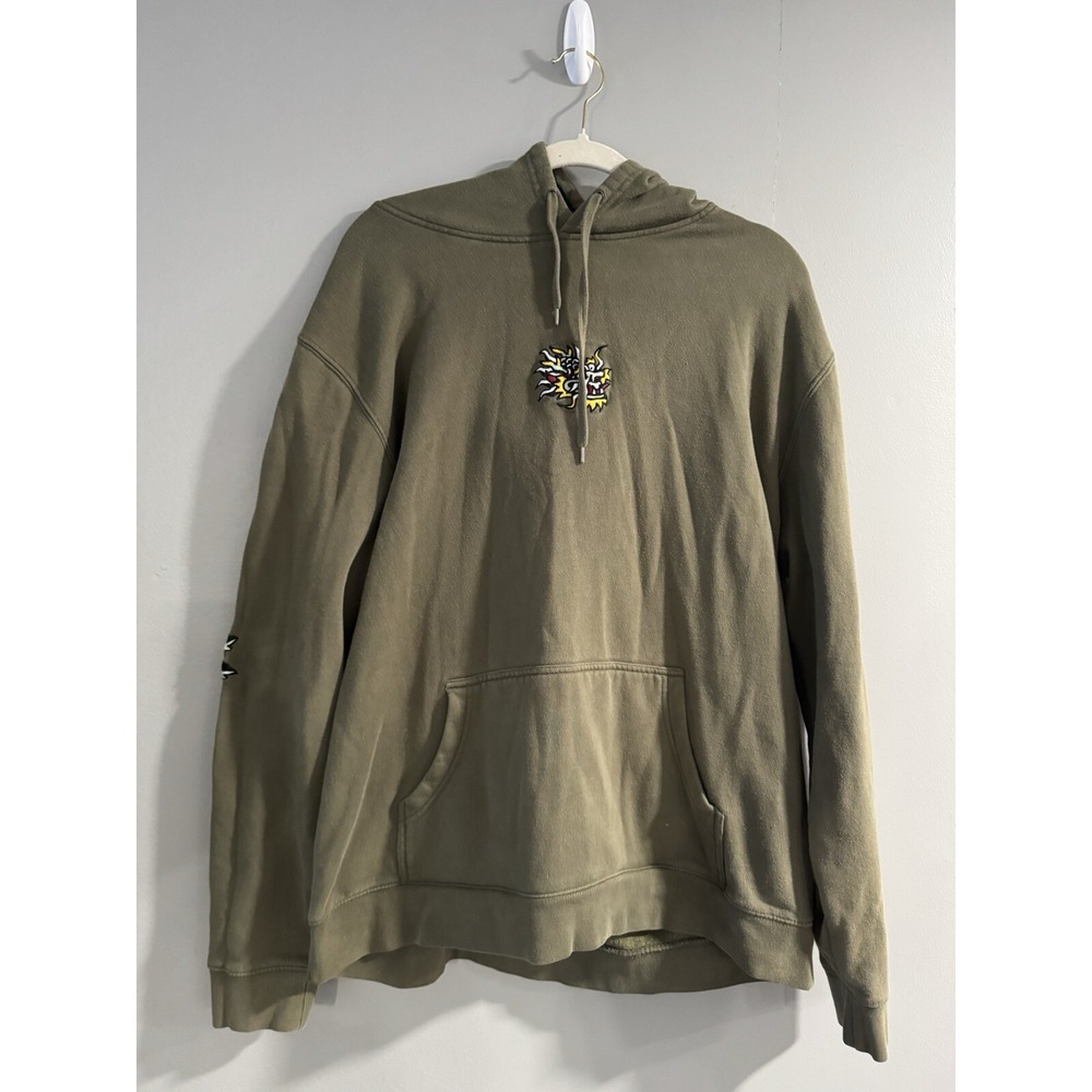 Doomsday Co Green Hoody Hooded Jumper XL Medium Dragon Embroidery Tattoo Flash‎